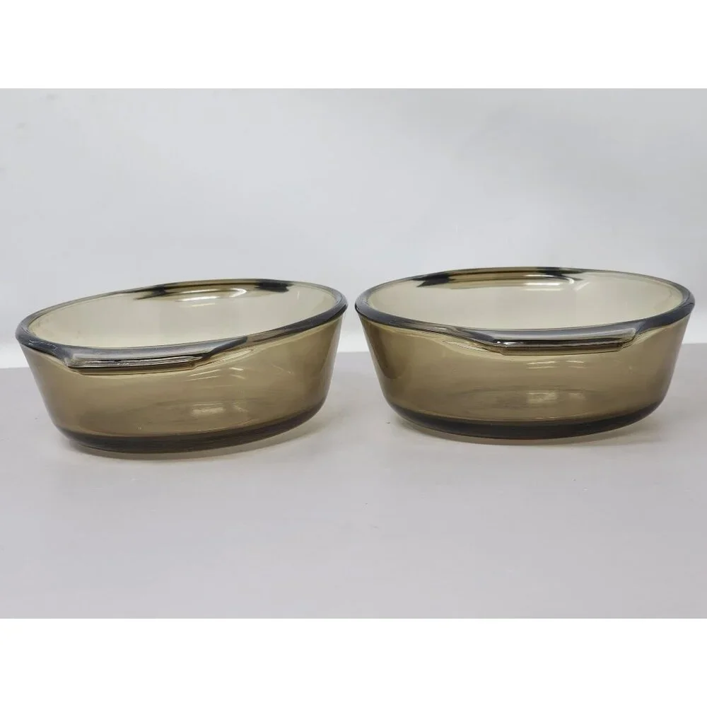 Vintage‎ Lovenware Amber Glass Casserole Dishes & Bowls Set Of 4 With Handles
